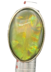 Australian Triplet Opal Ring Gemstone Silver Tone Sz 7.5 Unisex Split Shank LOOK - Picture 1 of 9