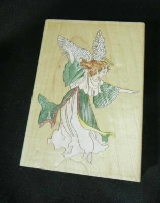 SELLOS SUCEDEN #80065 ÁNGEL DANZANTE Montaje en Madera Goma SELLO TINTA Halo Pluma Ala Foto 1 de 4