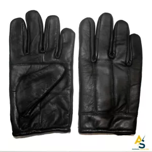 Men's Soft Leather Winter Gloves with Warm Fleece Lining Tactical Style Black - Picture 1 of 1