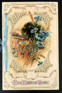 1913 Postcard Antique Opens Up Ribbon Birthday John Wilson Greeting Card Pierced - Picture 1 of 9