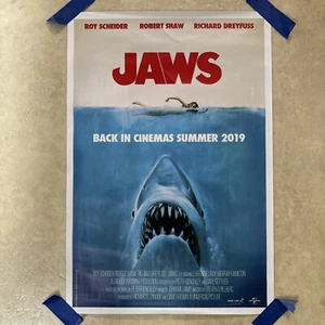 Jaws Back In Cinemas 2019 Classic Movie Poster Canvas Wall Art Man Cave ✅ 12x18” - Picture 1 of 5