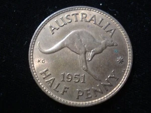 Moneda australiana 1951PL de medio centavo de alto grado (SA06). - Imagen 1 de 2