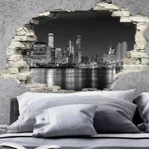 Adesivo Effetto 3D| Stickers Skyline di New York - Decorazione da pareti camere - Foto 1 di 1
