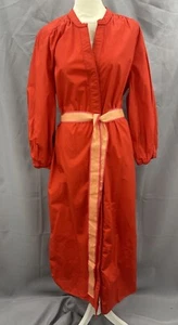 Ann Taylor Loft Poplin Belted Midi Shirt Dress Orange Red Size Large NWT - Picture 1 of 9