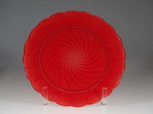 Seltener Vintage Dominion Glass Company Red Swirl Speiseteller neuwertig um 1940 - Bild 1 von 4