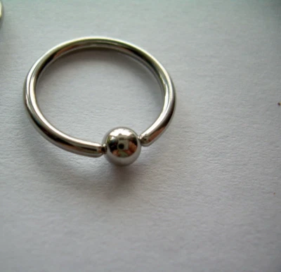 One Pc 14 克 CBR Captive Bead 乳头鼻唇耳环 7/16 英寸 1/2 英寸 9/16L B-1 — 第 1/2 张图片