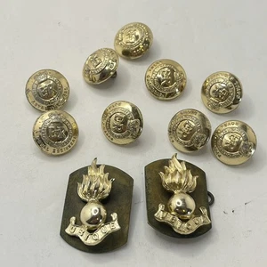Original British Army Royal Engineers Collar Badges And Buttons From Uniform - Picture 1 of 6