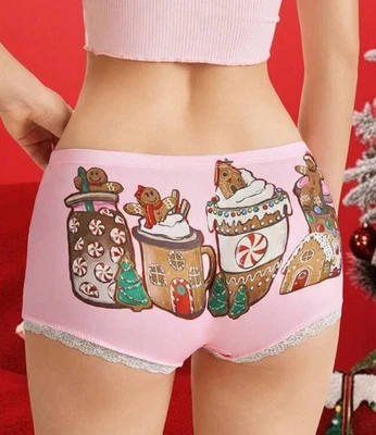 SILKY Buttery Soft Holiday Boy Short Cream & Gingerbread Seamless Panties XL NEW - Image 1 of 4
