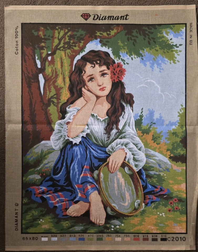 Needlepoint tapestry painted canvas C921 - Gypsy Girl (24"x32") - Image 1 of 1