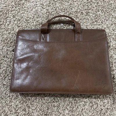 Bolso Mensajero Grande Organizador de Cuero Marrón Scully LEER Foto 1 de 4