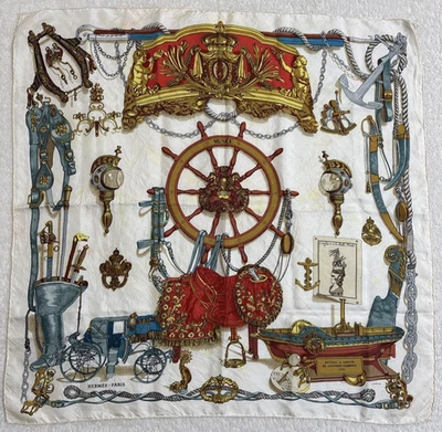 HERMES Carre 65 Silk Scarf 26in Bateau A Vapeur de Jouffroy D'Abbans 26in - Image 1 of 4