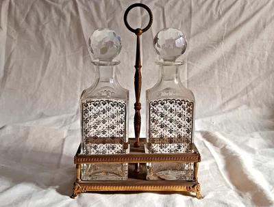 anni '30 - Coppia di Decanter da Whisky in Cristallo con decori di Fiore Liso - Immagine 1 di 4