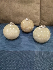 Blessings Unlimited Glass Christmas Ornament Ball Peace/Joy Large 5" India 3pcs - Picture 1 of 14