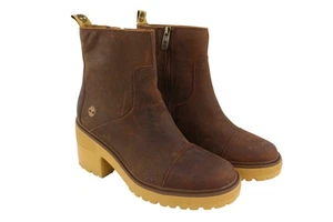TIMBERLAND A25BV Women Boots EU39/40 Brown Leather Heeled Aged Look Mid-Top * - Picture 1 of 18