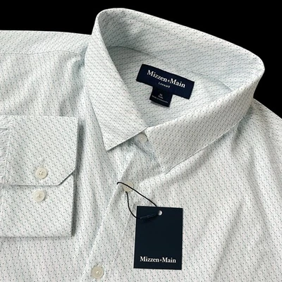 Mizzen+Main Leeward Trim Fit Geo Button Front Shirt White Size XL $138 - Image 1 of 4