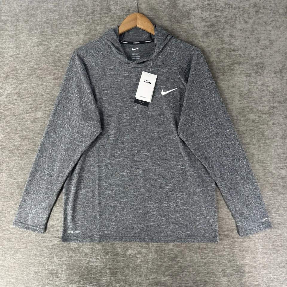 Nike Swim Dark Gray Long Sleeve Hydroguard Hooded T-Shirt Men’s Large
