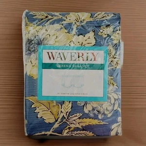 Waverly Augustine Chambray Serena Valance 50” X 18” Cotton Blue Floral Curtain - Picture 1 of 12