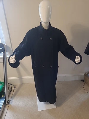 Gabardina de invierno Larry Levine forrada negra 100 % lana talla 8 para mujer Foto 1 de 4