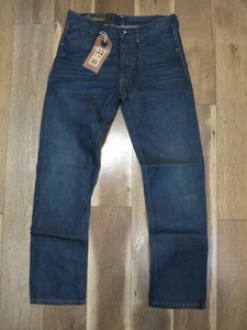 MORRISON Herren blau dunkle Waschung Knopfleiste schmal gerade angelaufen Jeans Gr. 32 x 32 - Bild 1 von 18