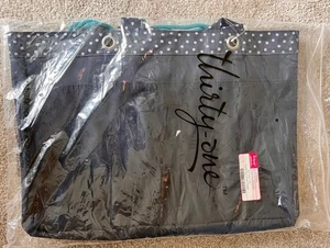 Thirty-One weiche Utility-Tasche marineblau tanzende Punkte - neu im Paket - Bild 1 von 5