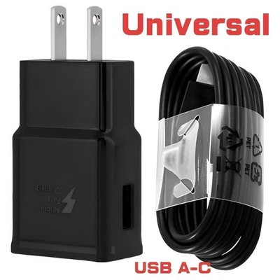 15W Fast Wall Charger Adapter USB A-C Charging Cable for Samsung S20+ S22 Note10 - Image 1 of 4