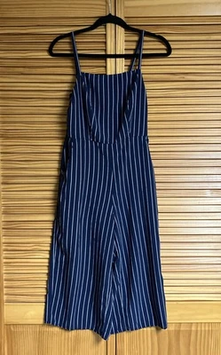 Pantalones cortos de una pieza a rayas azul marino antiguos para mujer mameluco mediano Foto 1 de 3