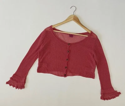 Cárdigan para mujer Save The Queen tejido transparente recortado manga campana talla L Foto 1 de 4