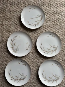 Vintage Fine China of Japan GOLDEN WHEAT 7 1/2" Plates ~ Set of 5 ~ - Picture 1 of 6