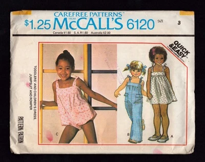 McCall's Sewing Pattern 6120 Toddler Dress Jumpsuit Romper Size 3 CUT - Image 1 of 2