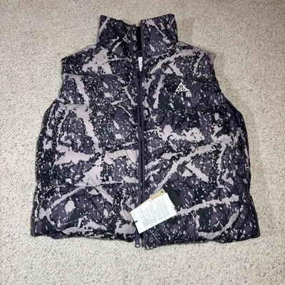 Nike ACG Lunar Lake Men’s Purple Paint Splatter Zip Up Puffer Vest Men’s Size S - Image 1 of 4