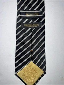 DONALD TRUMP President Signature Collection Silk Necktie STRIPED Black White - Picture 1 of 5