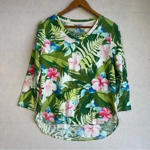 T-shirt maglietta donna Tommy Bahama nuova con etichetta taglia small tropicale floreale palma - Foto 1 di 11