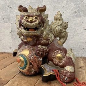 Estatuilla León Kutani Shishi De Colección 25 cm Mazo de la Suerte Decoración Feng Shui Japonés - Imagen 1 de 10