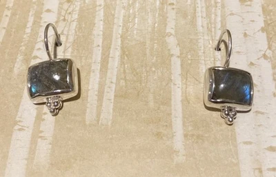 Sundance Catalog Sterling Silver Laboradorite Rectangle Stone Earrings - Image 1 of 4