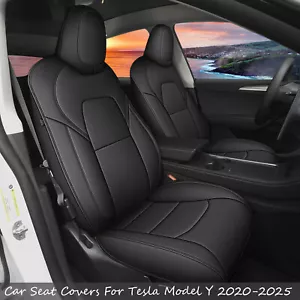 Car Seat Covers Custom For 2020-2025 Tesla Model Y 5 Seat Full Set Faux Leather - Picture 1 of 7