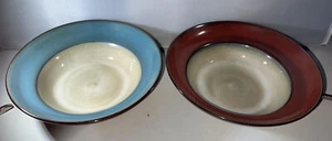 2 GOURMET BASICS by Mikasa Cereal Bowls 8” Blue And Burgundy - Picture 1 of 3