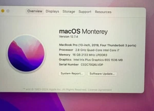 2019 Macbook Pro 13 16gb Ram 500gb Memory i7  - Photo 1/13