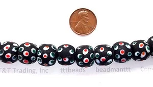 Seltene rot blau {2 Augen} Doppelauge afrikanischer Handelsperlen 12 Stck. T 280 RT - Bild 1 von 1