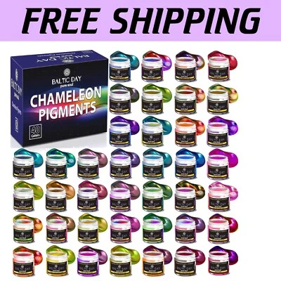 Professional Quality Chameleon Mica Powder - 40 Color Shift Powders for Crafts - Image 1 of 4
