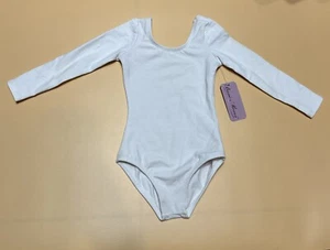 BASIC MOVES Dance, Gymnastics, Ballet XS 2-3 Long Sleeve leotard White NEW - Picture 1 of 9