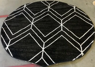 Alfombra redonda NEGRO/MARFIL 6' X 6' defecto, precio reducido 1172666232 ADR241Z-6R Foto 1 de 3