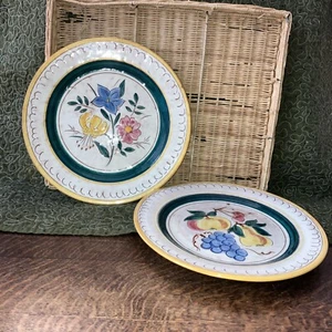 Stangl Terra Rose lot 2 pc 12.5" Chop Plate 1 Fruit 1 Garden Floral Hand painted - Picture 1 of 19