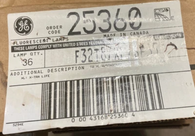 6 PACK FLORESCENT LIGHT TUBE BULBS F32T8/XL/SP35 LAMP GE 25360 Starcoat NEW NOS - Image 1 of 3