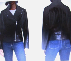 NWT Vince Camuto Large Faux Leather Asymmetric Zip Moto Bike Jacket Black  $150 - Picture 1 of 24