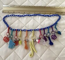 Vintage 80’s Plastic Bell Charm Necklace Retro Party 11 Charms