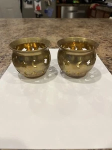 Vintage Brass Luminary  Tea Lite Candle Holders 2 Moon/Stars MCM 2-1/2" Tall - Picture 1 of 7