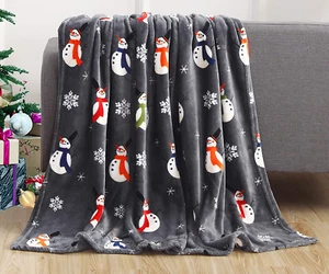 Luxury Velvet Super Soft Christmas Prints Fleece Blanket-Holiday Theme Home Déco - Picture 1 of 8