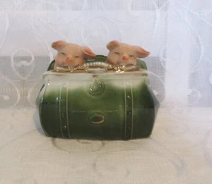 Antique German Pink Pig Fairing 2 Pigs In A Bag Or Purse - Picture 1 of 10