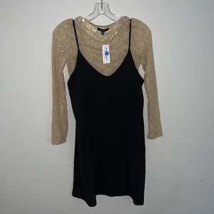 Kendall & Kylie Small Black V-Neck Lace Top Slip On Dress - Picture 1 of 7