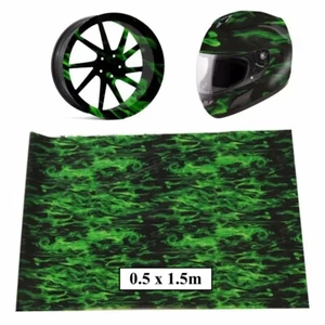 Hydrographic Water Transfer Film - Hydro Dipping Print -  Green Flames - Picture 1 of 1